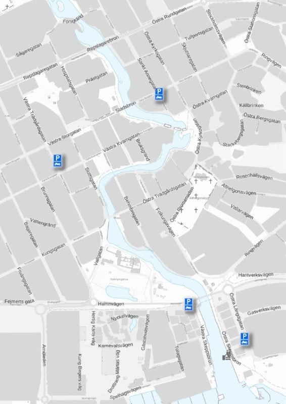 karta över särskild MC-parkeringar
